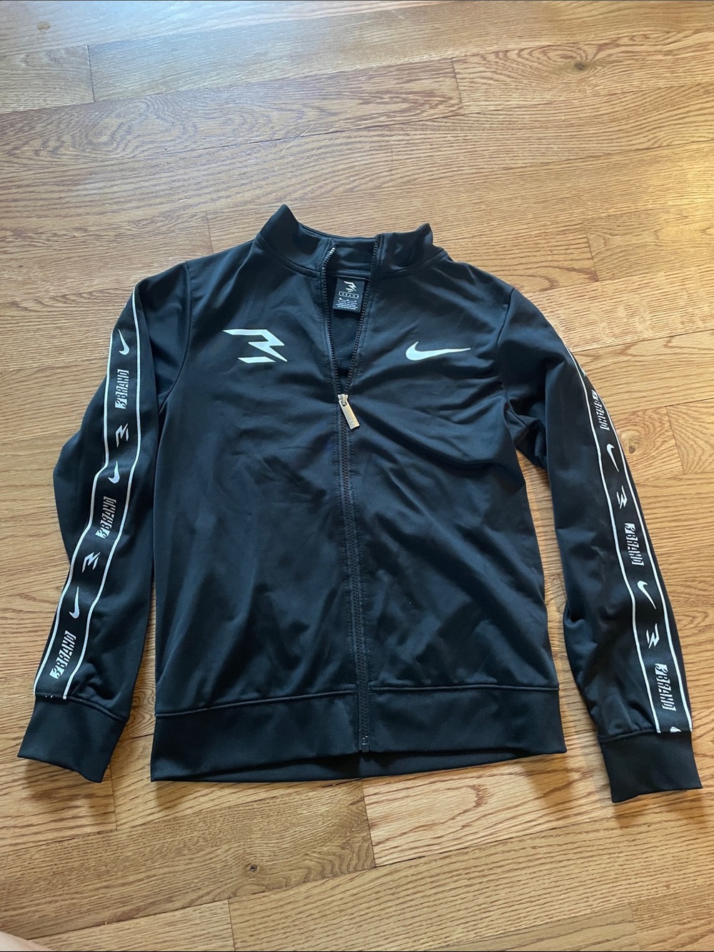 3 Brand Nike Black Kids' Full-Zip Track Jacket with White Accents- NFL Nike col